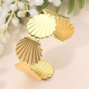 Textured Shell Link Cuff Bracelet